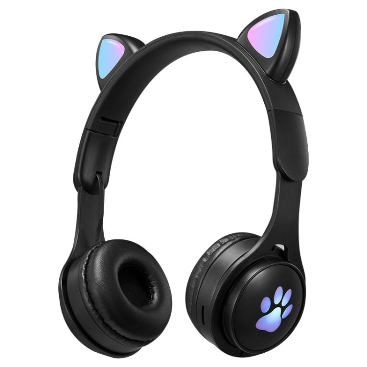 Casque Bluetooth pliable B30 Patte de chat Oreilles de chat Lumineux coloré avec prise jack 3,5 mm et fente pour carte TF