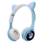 Casque Bluetooth pliable B30 Patte de chat Oreilles de chat Lumineux coloré avec prise jack 3,5 mm et fente pour carte TF