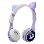 Casque Bluetooth pliable B30 Patte de chat Oreilles de chat Lumineux coloré avec prise jack 3,5 mm et fente pour carte TF