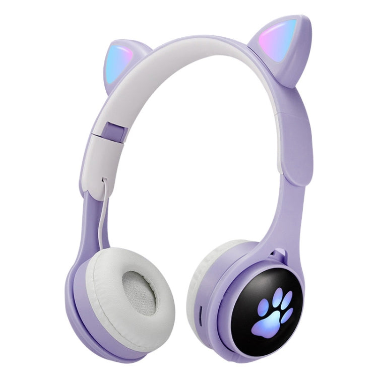 Casque Bluetooth pliable B30 Patte de chat Oreilles de chat Lumineux coloré avec prise jack 3,5 mm et fente pour carte TF