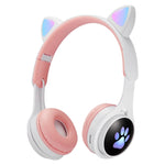 Casque Bluetooth pliable B30 Patte de chat Oreilles de chat Lumineux coloré avec prise jack 3,5 mm et fente pour carte TF