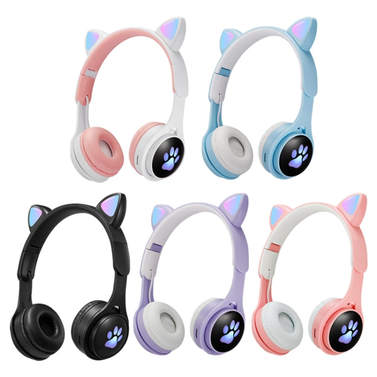 Casque Bluetooth pliable B30 Patte de chat Oreilles de chat Lumineux coloré avec prise jack 3,5 mm et fente pour carte TF