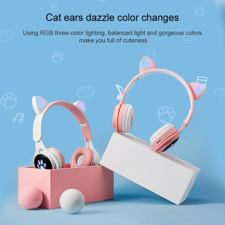 Casque Bluetooth pliable B30 Patte de chat Oreilles de chat Lumineux coloré avec prise jack 3,5 mm et fente pour carte TF