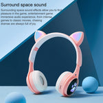 Casque Bluetooth pliable B30 Patte de chat Oreilles de chat Lumineux coloré avec prise jack 3,5 mm et fente pour carte TF