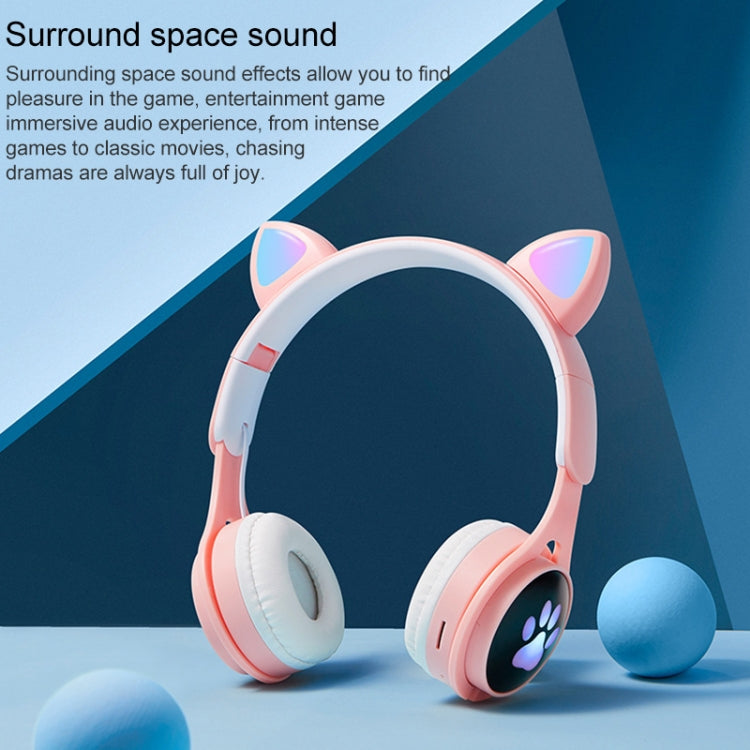 Casque Bluetooth pliable B30 Patte de chat Oreilles de chat Lumineux coloré avec prise jack 3,5 mm et fente pour carte TF