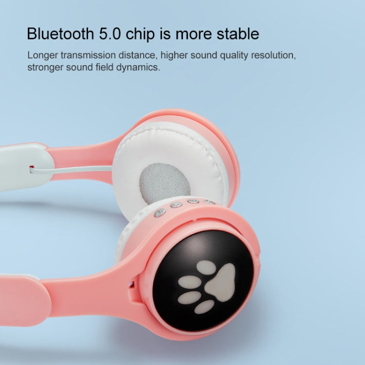 Casque Bluetooth pliable B30 Patte de chat Oreilles de chat Lumineux coloré avec prise jack 3,5 mm et fente pour carte TF
