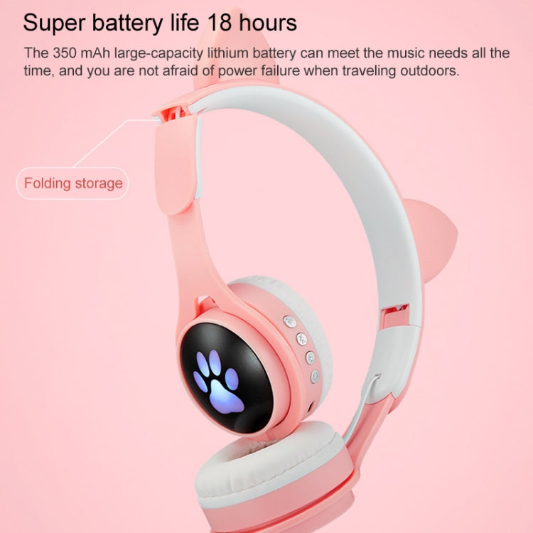 Casque Bluetooth pliable B30 Patte de chat Oreilles de chat Lumineux coloré avec prise jack 3,5 mm et fente pour carte TF