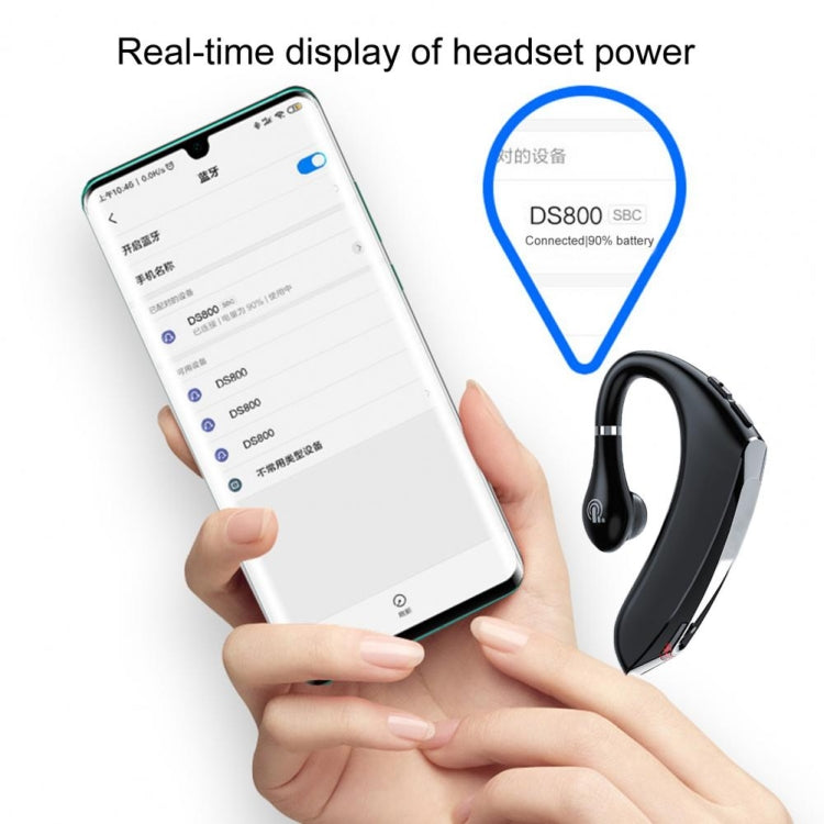 Écouteurs Bluetooth sans fil universels de style tour d'oreille DS800 Bluetooth 5.0 pour affaires et sport, version classique, version classique (noir), version classique (argent)