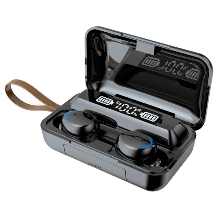 Écouteurs Bluetooth F9-5C avec lumière LED + affichage numérique et réduction de bruit avec sangle, F9-5C lumière LED avec sangle noire, F9-5C lumière LED avec sangle blanche