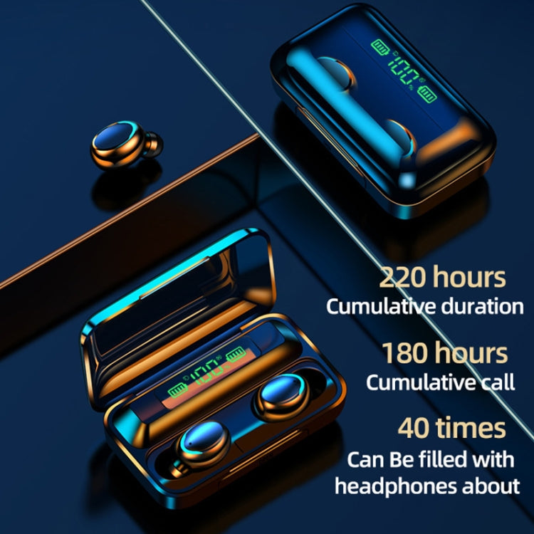 Écouteurs Bluetooth F9-5C avec lumière LED + affichage numérique et réduction de bruit avec sangle, F9-5C lumière LED avec sangle noire, F9-5C lumière LED avec sangle blanche