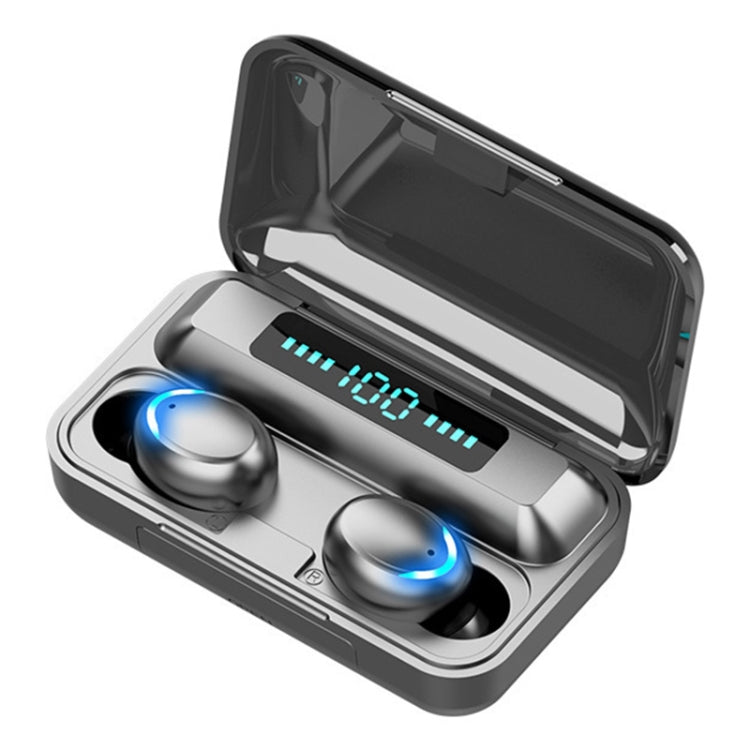 Écouteurs Bluetooth anti-bruit avec affichage numérique et lumière respiratoire à quatre barres F9-5C, Écouteurs F9-5C noirs avec lumière à quatre barres, Écouteurs F9-5C blancs avec lumière à quatre barres