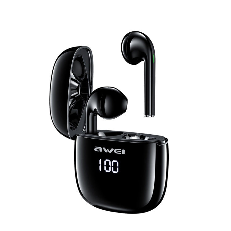 awei T28P Bluetooth V5.0 TWS Casque de sport sans fil avec étui de chargement à écran LED