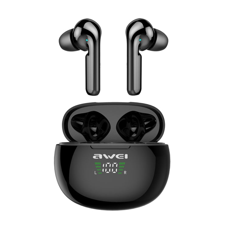 awei T15P Bluetooth V5.0 TWS Ture Écouteurs de sport sans fil avec étui de chargement et écran LED, T15P