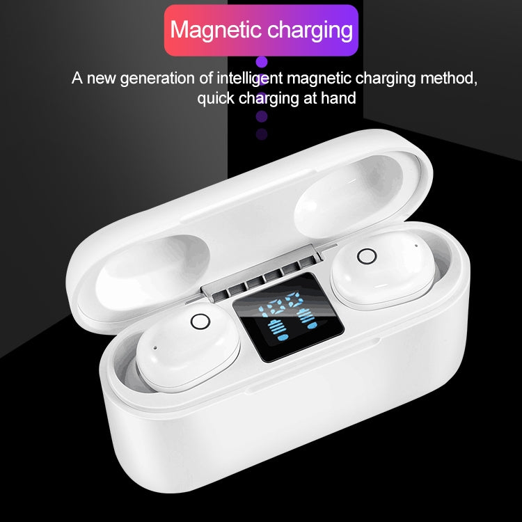 Casque Bluetooth Dt-18 sans fil à deux oreilles avec cabine de charge 2000 mAh, tactile et charge par aspiration magnétique intelligente