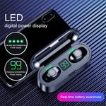 F9 TWS V5.0 Écouteurs sans fil Bluetooth binauraux à commande tactile avec boîtier de charge et affichage numérique, F9