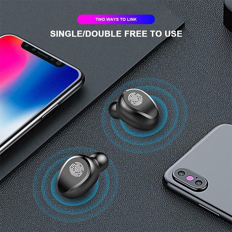 F9 TWS V5.0 Écouteurs sans fil Bluetooth binauraux à commande tactile avec boîtier de charge et affichage numérique, F9