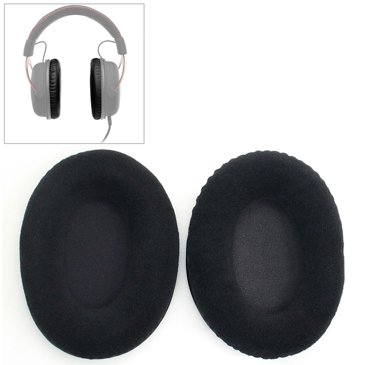 2 coussinets d'écouteurs en flanelle noire en éponge de rechange pour Kingston KHX-HSCP / HyperX Cloud II, pour Kingston KHX-HSCP HyperX Cloud II (flanelle noire)