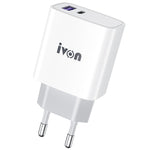 IVON AD52 Charge Rapide PD Double Port USB-C / Type-C + USB 18W