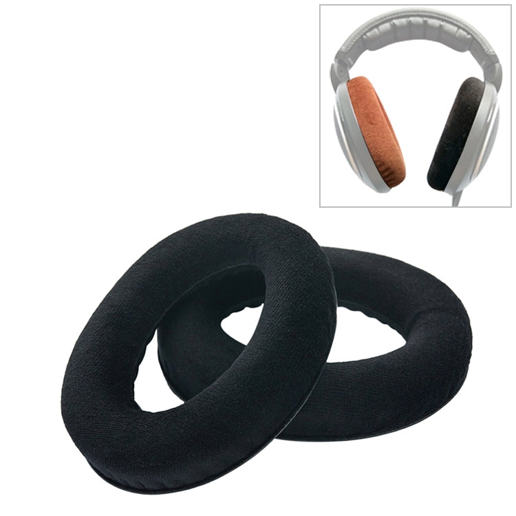 2 coussinets d'oreille en flanelle pour Sennheiser HD515 / HD555 / HD595 / HD598 / HD558 / PC360, cache-oreilles de remplacement avec coton d'accordage sonore, noir velours, marron velours