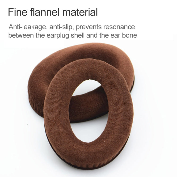 2 coussinets d'oreille en flanelle pour Sennheiser HD515 / HD555 / HD595 / HD598 / HD558 / PC360, cache-oreilles de remplacement avec coton d'accordage sonore, noir velours, marron velours