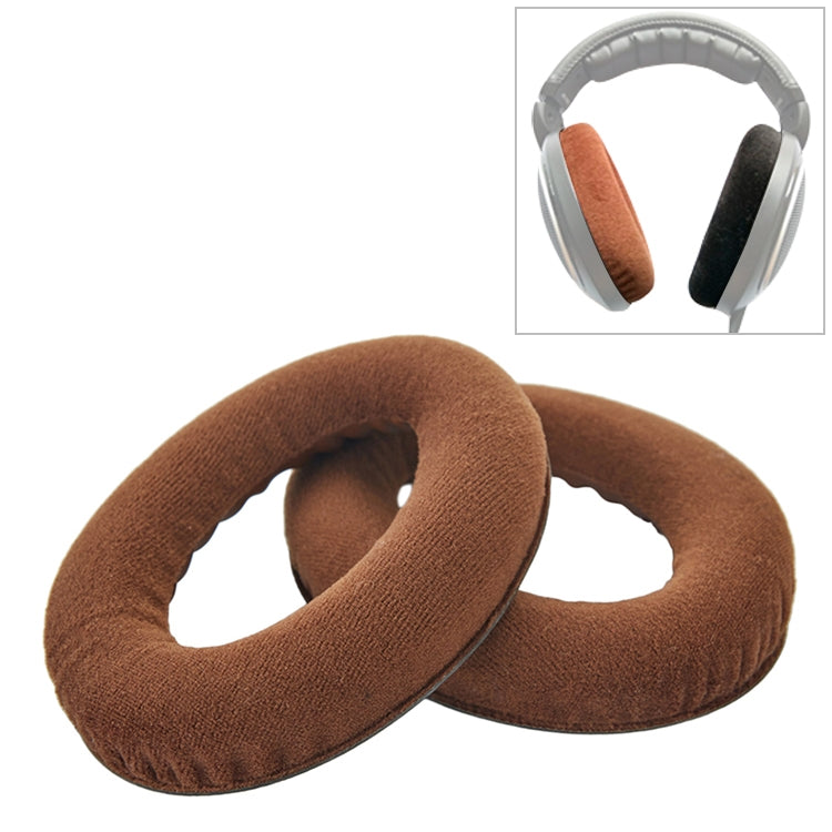2 coussinets d'oreille en flanelle pour Sennheiser HD515 / HD555 / HD595 / HD598 / HD558 / PC360, cache-oreilles de remplacement avec coton d'accordage sonore, noir velours, marron velours