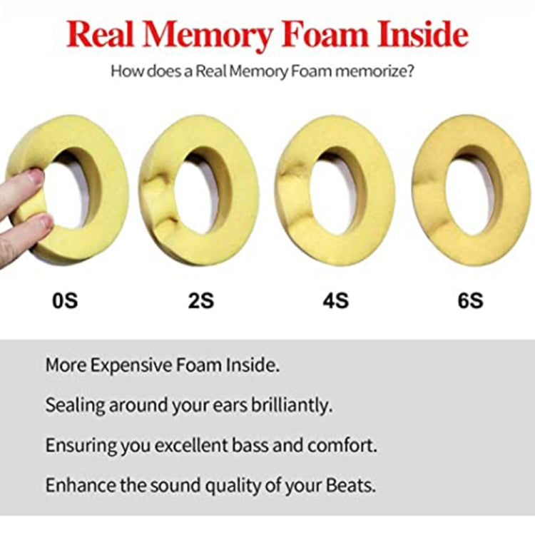 1 paire de coussinets d'oreille en éponge douce pour casque Beats Studio 2.0