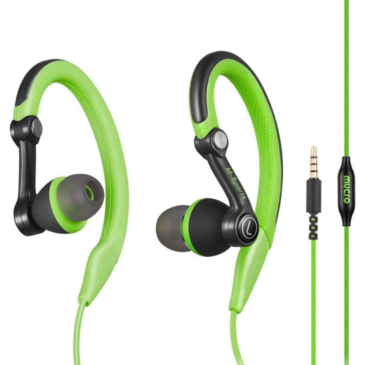 Écouteurs Stéréo Filaire Intra-auriculaires Sport Mucro MB-232 avec Crochet d'Oreille pour Jogging et Gym, 3.5mm