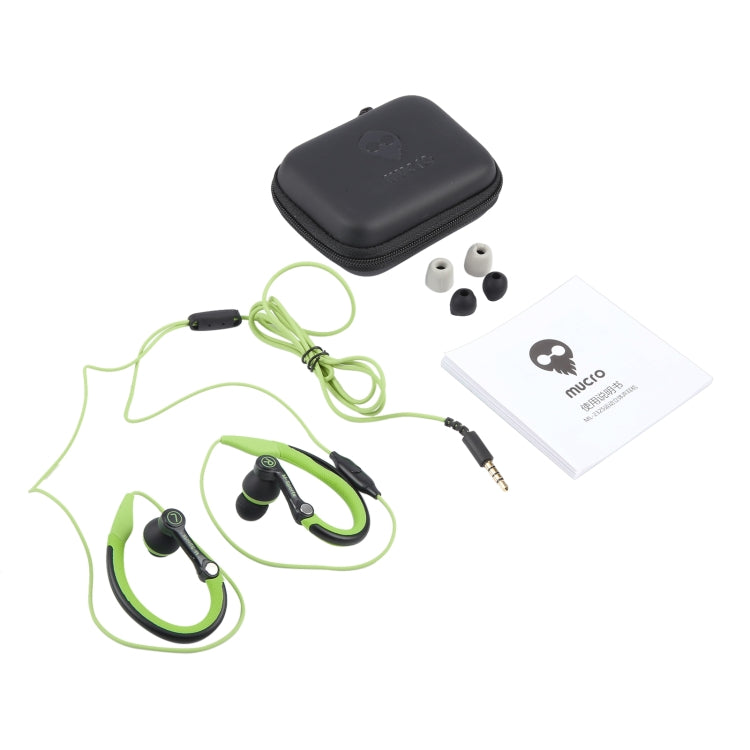 Écouteurs Stéréo Filaire Intra-auriculaires Sport Mucro MB-232 avec Crochet d'Oreille pour Jogging et Gym, 3.5mm