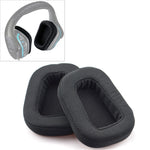 2 PCS pour coussin d'écouteur Logitech G633 G933 Housse de coussinets de rechange avec maille (cuir), maille noire, cuir noir