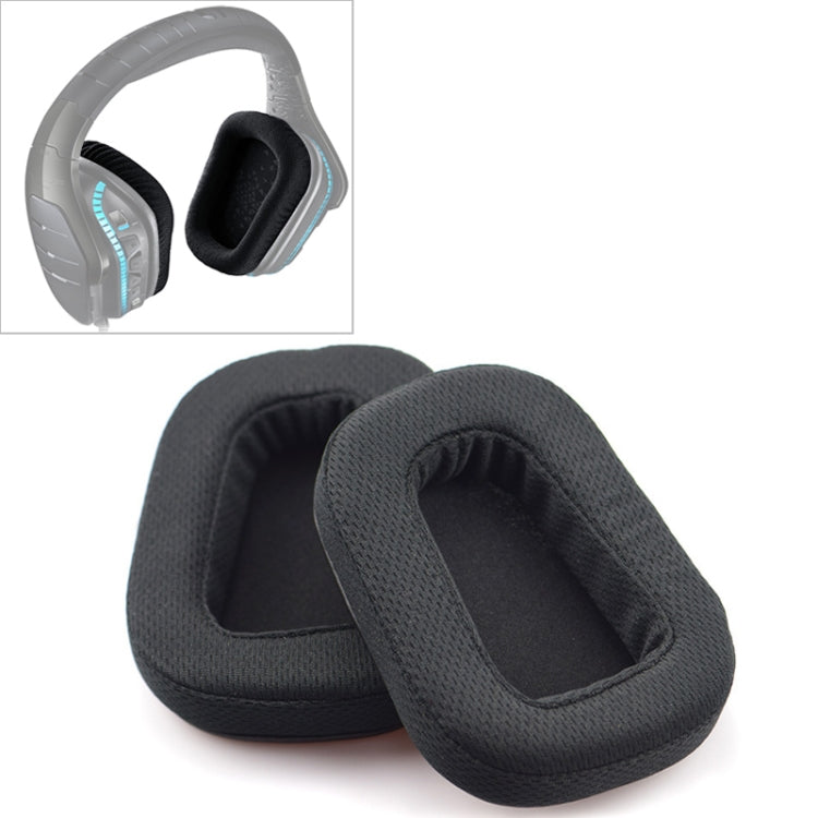 2 PCS pour coussin d'écouteur Logitech G633 G933 Housse de coussinets de rechange avec maille (cuir), maille noire, cuir noir