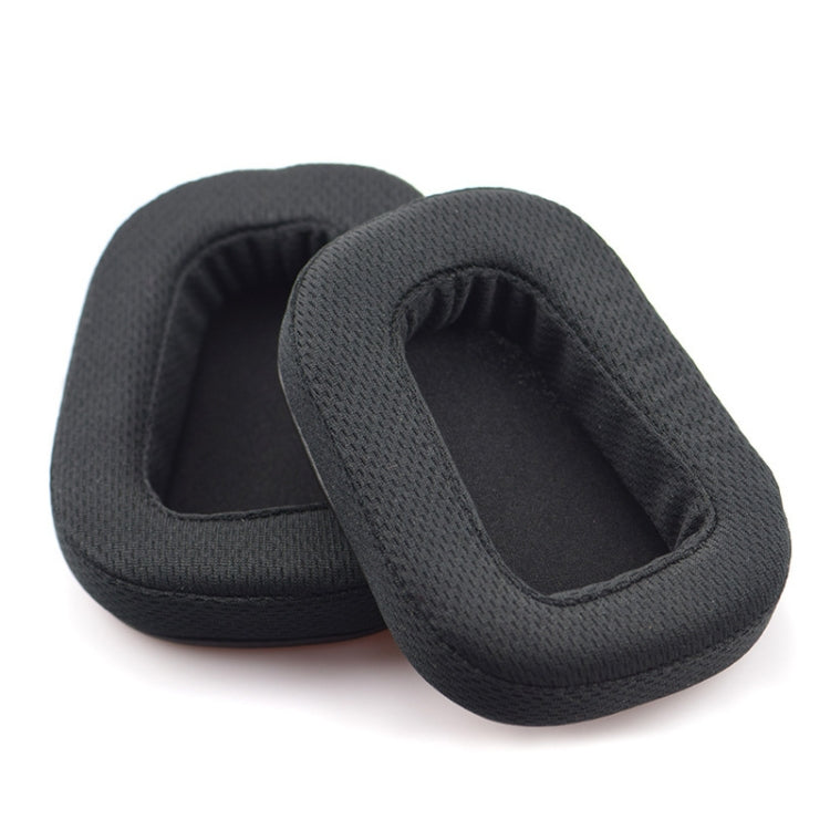 2 PCS pour coussin d'écouteur Logitech G633 G933 Housse de coussinets de rechange avec maille (cuir), maille noire, cuir noir