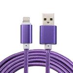 Câble de données/chargeur de 2 m en métal tressé, 84 conducteurs, 8 broches vers USB 2.0