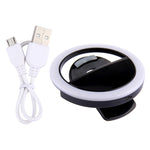 Lumière de beauté selfie rechargeable pour iPhone, Galaxy, Huawei, Xiaomi, LG, HTC et autres smartphones avec clip réglable et câble USB