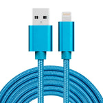 Câble de données/chargeur USB 3 m 3 A en métal tressé à 8 broches, 3 m 8 broches