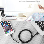 Câble de données/chargeur USB 3 m 3 A en métal tressé à 8 broches, 3 m 8 broches
