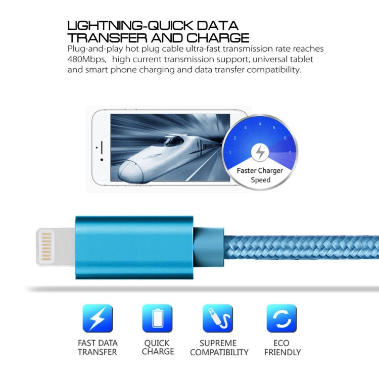 Câble de données/chargeur USB 3 m 3 A en métal tressé à 8 broches, 3 m 8 broches
