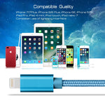 Câble de données/chargeur USB 3 m 3 A en métal tressé à 8 broches, 3 m 8 broches