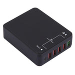 Q8118 1 Charge Rapide 3.0 + 4 USB à Identification Intelligente + 1 Chargeur USB de Bureau USB-C / Type-C 3.1