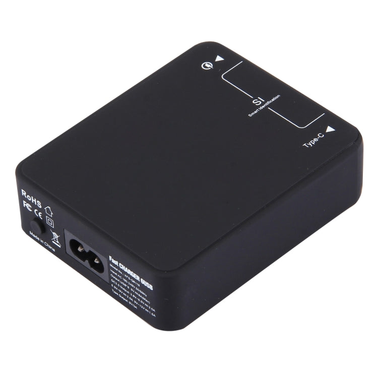 Q8118 1 Charge Rapide 3.0 + 4 USB à Identification Intelligente + 1 Chargeur USB de Bureau USB-C / Type-C 3.1