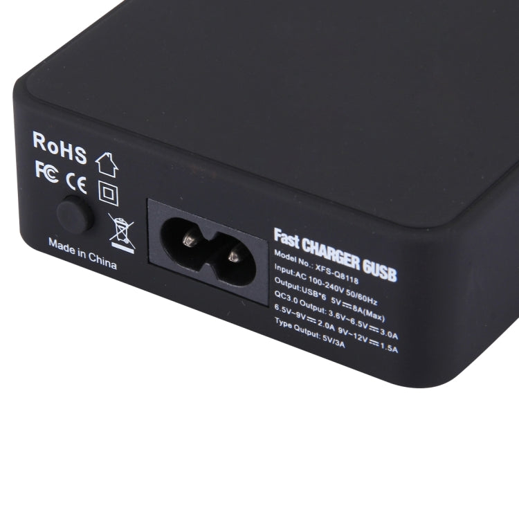 Q8118 1 Charge Rapide 3.0 + 4 USB à Identification Intelligente + 1 Chargeur USB de Bureau USB-C / Type-C 3.1