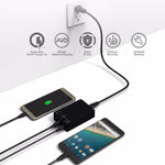 Q8118 1 Charge Rapide 3.0 + 4 USB à Identification Intelligente + 1 Chargeur USB de Bureau USB-C / Type-C 3.1