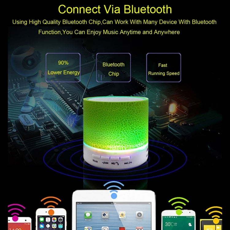 Haut-parleur stéréo Bluetooth A9 Mini portable anti-éblouissement avec lumière LED, micro intégré, support des appels mains libres et carte TF