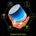 Haut-parleur stéréo Bluetooth A9 Mini portable anti-éblouissement avec lumière LED, micro intégré, support des appels mains libres et carte TF