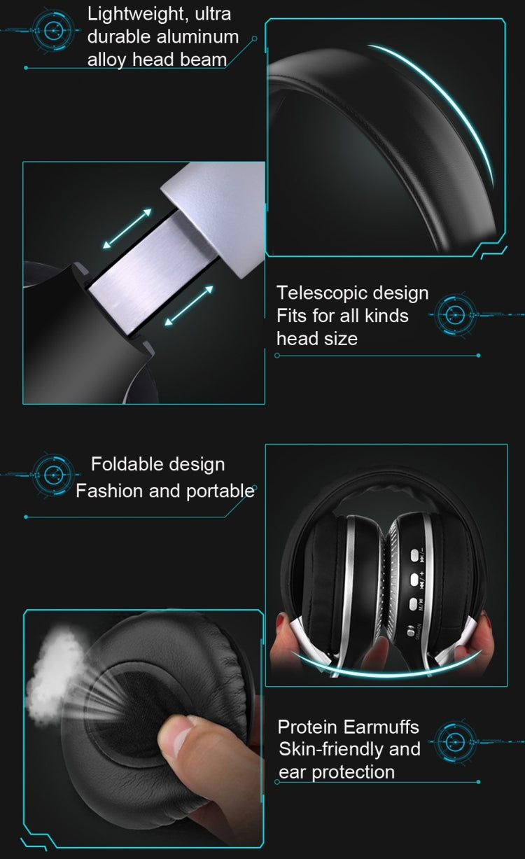 Casque audio stéréo Bluetooth pliable Zealot B19 avec affichage pour iPhone, Galaxy, Huawei, Xiaomi, LG, HTC et autres smartphones