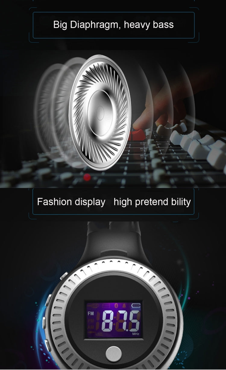 Casque audio stéréo Bluetooth pliable Zealot B19 avec affichage pour iPhone, Galaxy, Huawei, Xiaomi, LG, HTC et autres smartphones