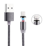 Câble de charge magnétique style tressé USB 2.0 vers 8 broches rotation 360 degrés avec indicateur LED, longueur du câble : 1m