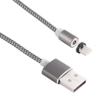 Câble de charge magnétique style tressé USB 2.0 vers 8 broches rotation 360 degrés avec indicateur LED, longueur du câble : 1m