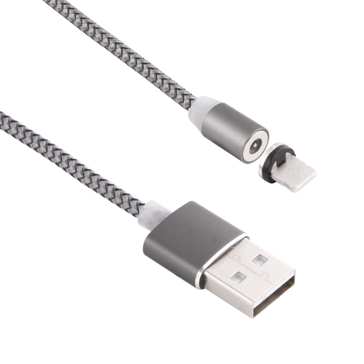 Câble de charge magnétique style tressé USB 2.0 vers 8 broches rotation 360 degrés avec indicateur LED, longueur du câble : 1m
