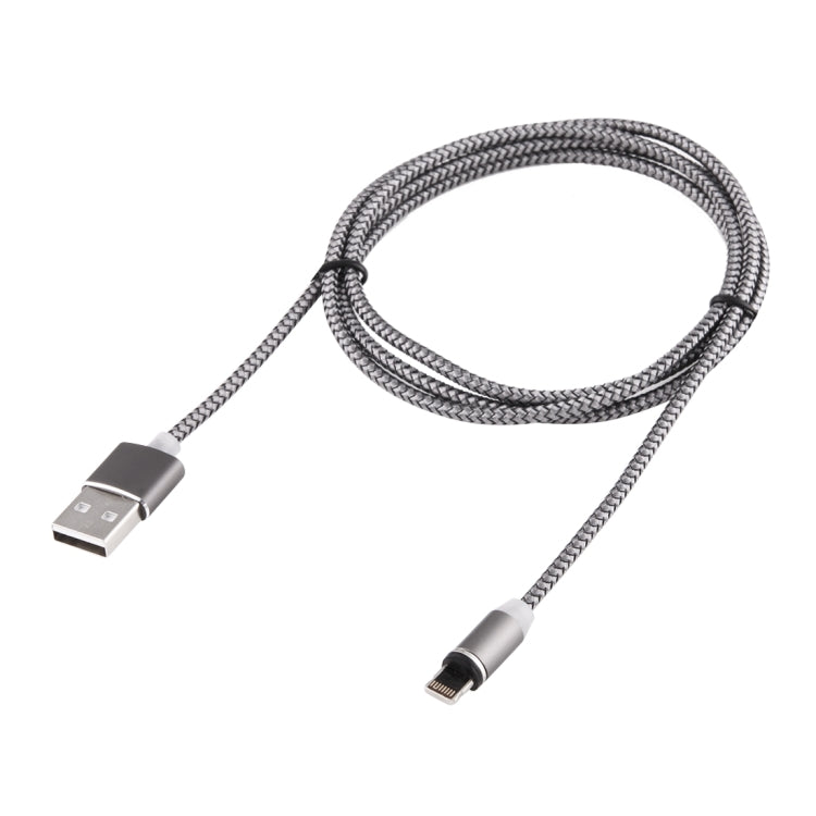 Câble de charge magnétique style tressé USB 2.0 vers 8 broches rotation 360 degrés avec indicateur LED, longueur du câble : 1m