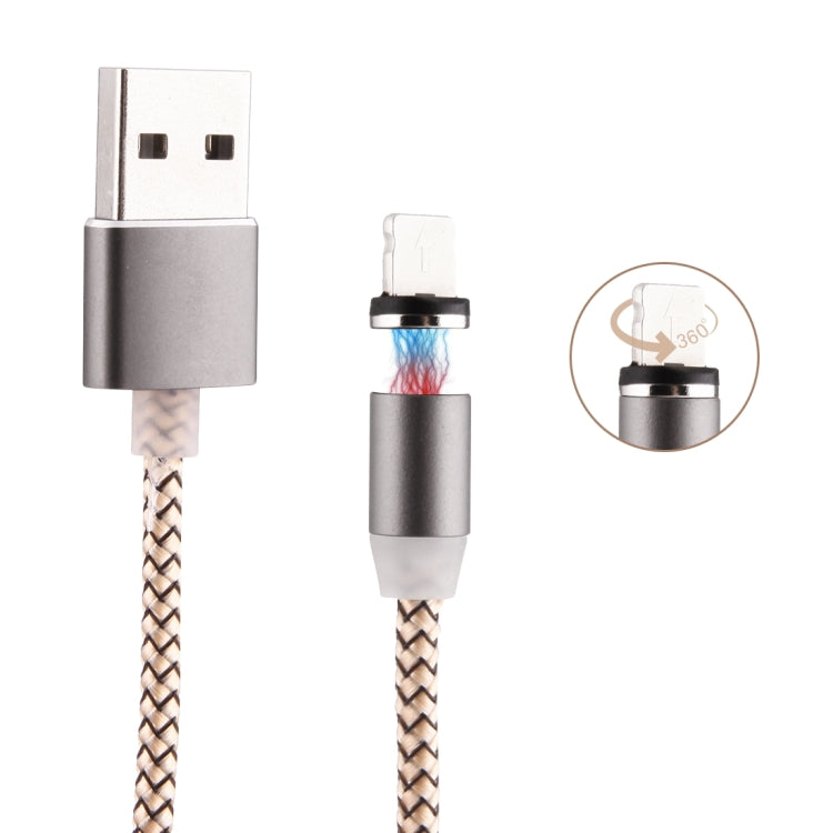 Câble de charge magnétique style tressé USB 2.0 vers 8 broches rotation 360 degrés avec indicateur LED, longueur du câble : 1m